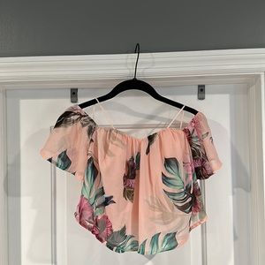 Express Off the Shoulder Floral Crop Top